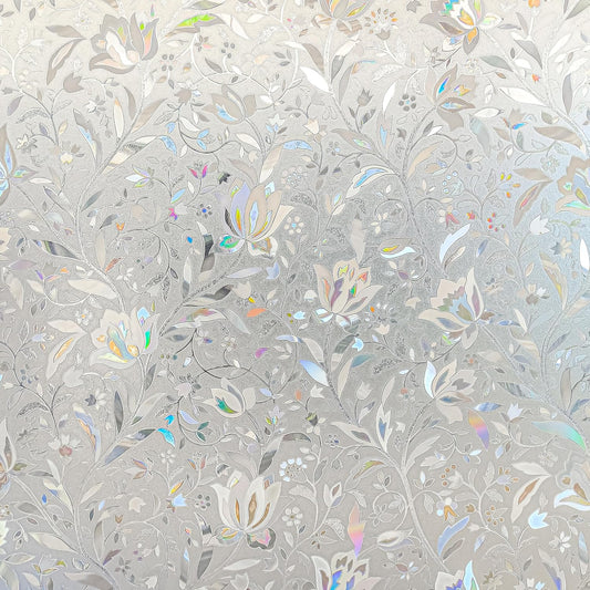 Rainbow Tulip Stained Frosted Glass Window Sticker - Static Non-Adhesive, No-Glue Window Cling (23.6'' x 78.7'')