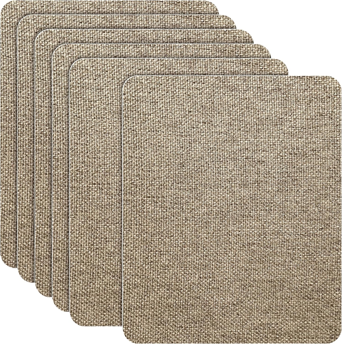 Azobur Coarse Linen Repair Patches, 6 Piece Self-Adhesive Linen Fabric Patches, Multi Color, Can be Used for Linen Sofa Repair and Linen Clothes Repair, Quick Fix Sofa.(Khaki)