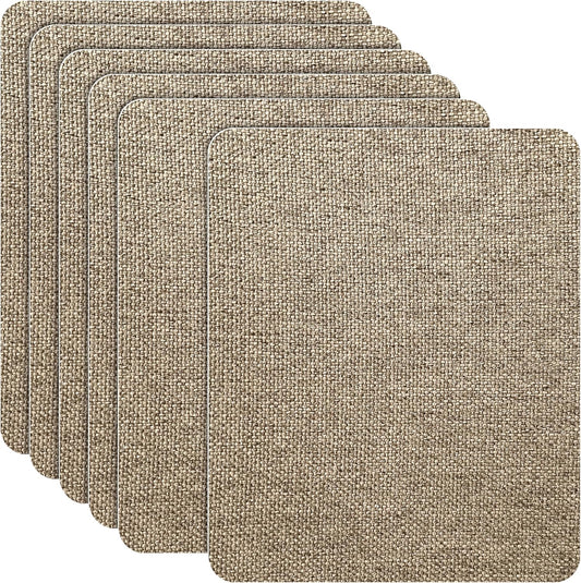 Azobur Coarse Linen Repair Patches, 6 Piece Self-Adhesive Linen Fabric Patches, Multi Color, Can be Used for Linen Sofa Repair and Linen Clothes Repair, Quick Fix Sofa.(Khaki)