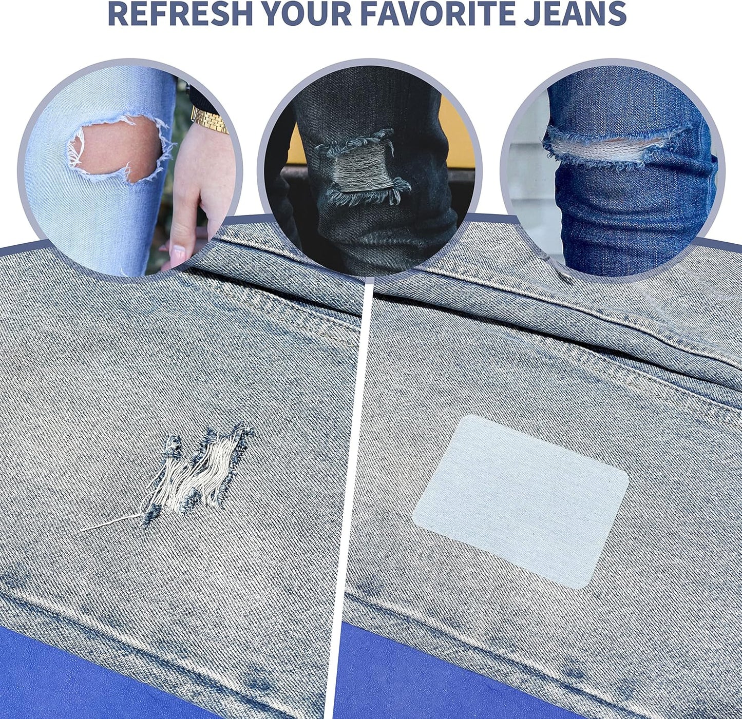 KING MOUNTAIN Iron-on Repair Patch,3"x60"100% Cotton Denim Iron-on Repair Patch, Jeans and Clothing Repair and Decoration Kit (Black)