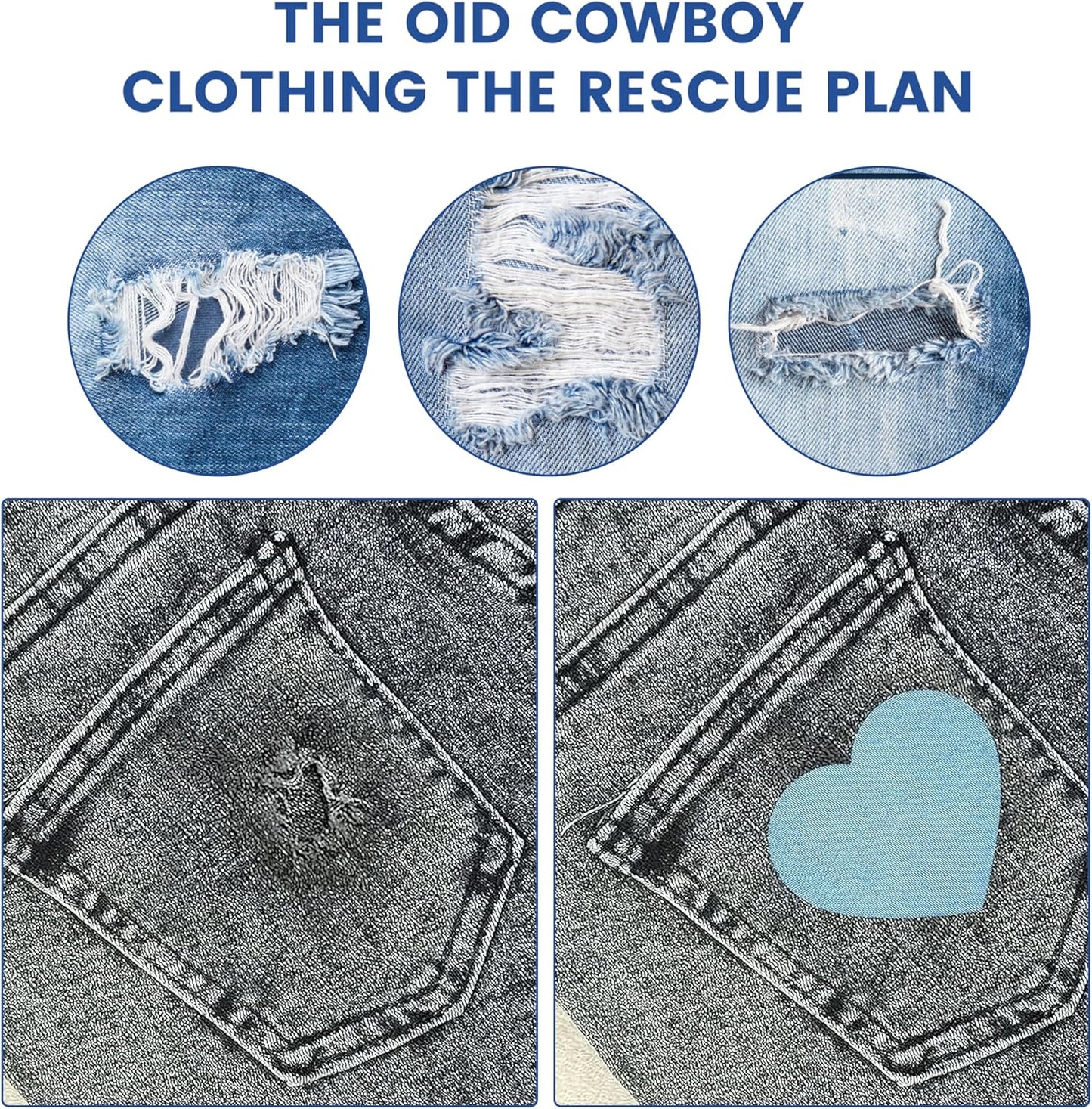 Denim Patches for Inside Jeans - Iron On Patches for Jeans - Jeans Patch for Repairing Pant Holes and Covering Imperfections, 6 Colors, Each Piece Measures 4 in x 8.9 in