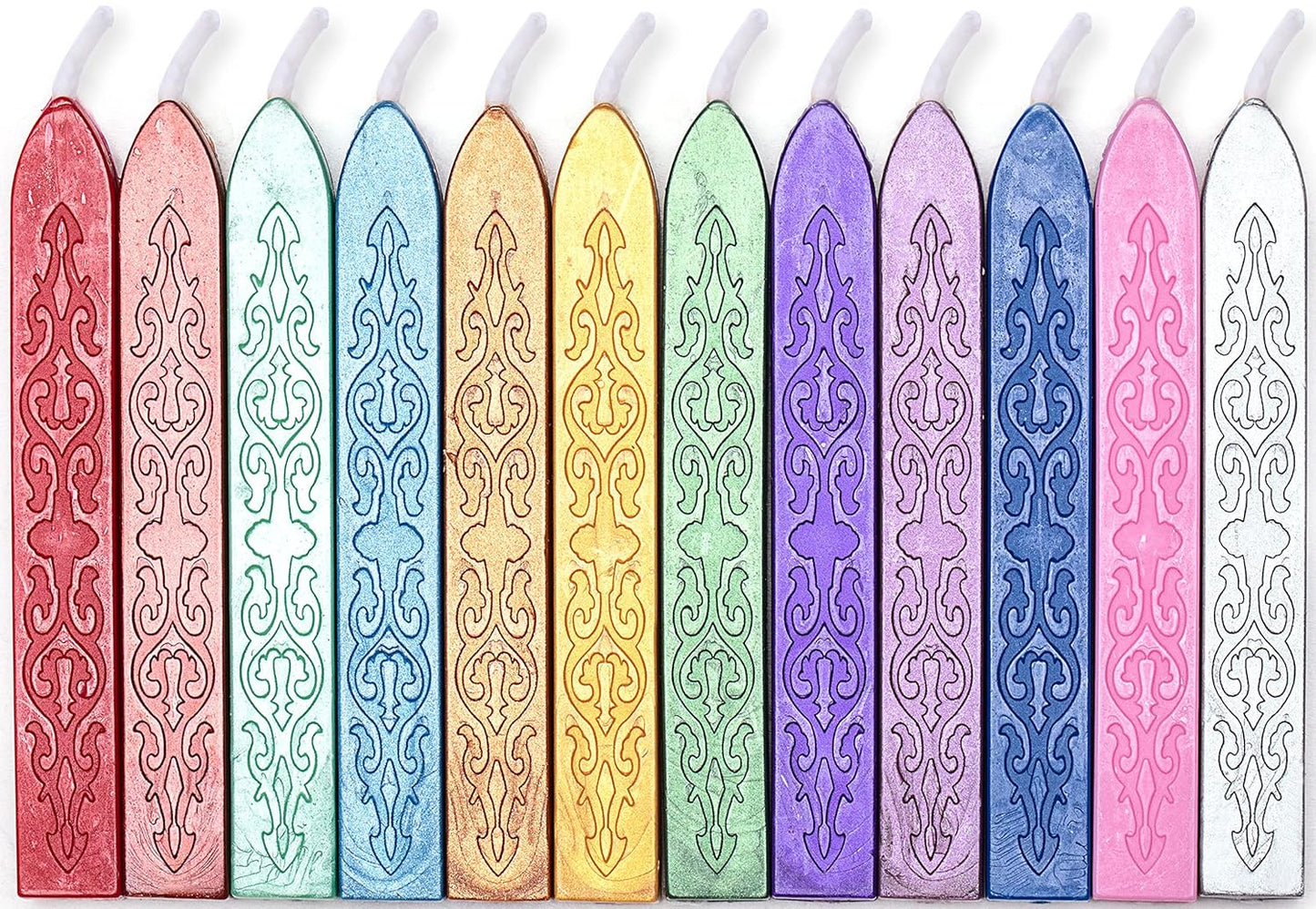 12 Pieces Sealing Wax Sticks with Wicks for Letter Seal Wax Stamp,Wedding Invitations, Packaging Decoration,Christmas Gift Ideas (Color A)