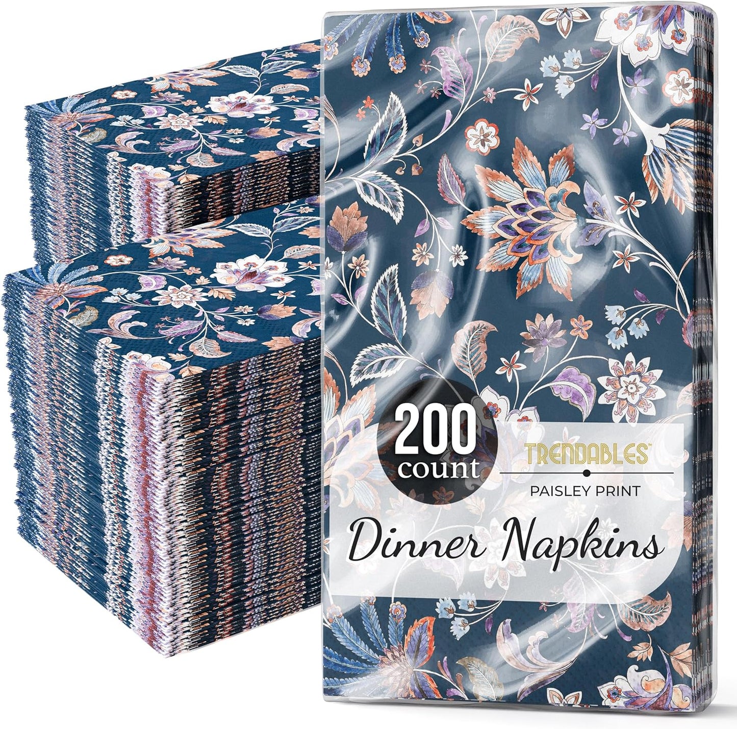 Trendables Floral Napkins for decoupage 200 Pcs 3 Ply floral paper napkins decorative Guest Towels Disposable Bathroom, Flower Design For Tea Party Decorations, Dinners & Weddings