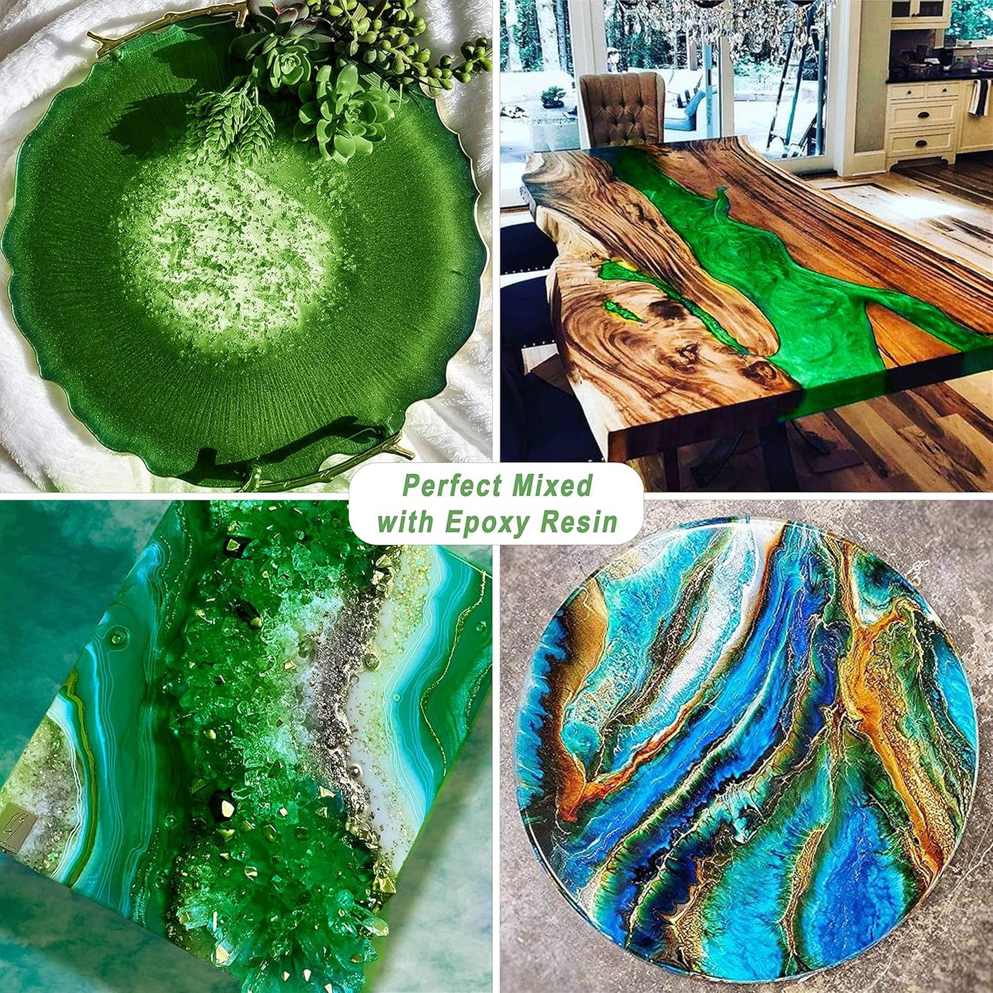 Green Mica Powder Pigment (100g) -Cosmetic Grade Metallic Mica Powder for Epoxy Resin, Lip Gloss, Soap,Candle Making, Bath Bombs,Tumblers, Jewelry, Dyes, and DIY Crafting Projects(Green, 3.5oz)