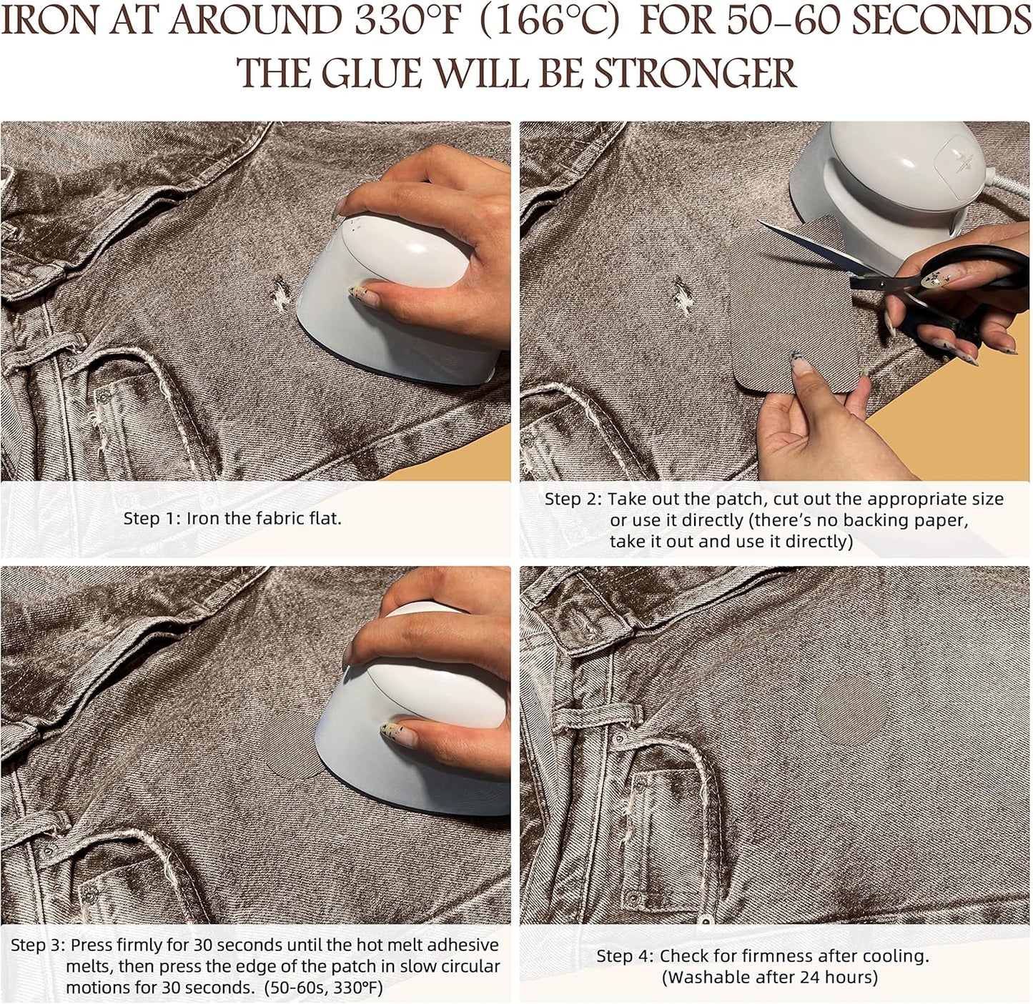 KING MOUNTAIN Iron-on Repair Patch 20 Pcs Pack,Denim Patches for Jeans Kit 3" by 4-1/4", 100% Cotton Denim Iron-on Repair Patch,Jeans and Clothing Repair and Decoration Kit (Five Color 2.0)