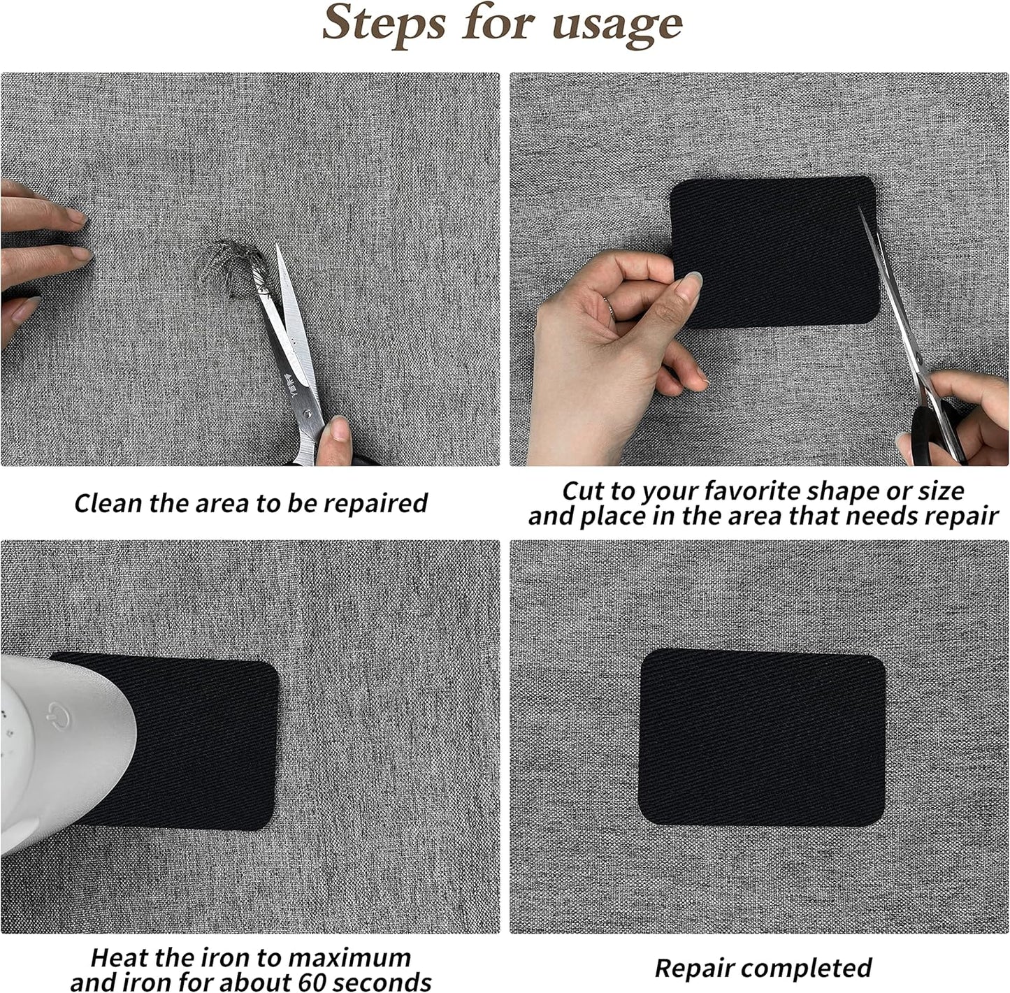 KING MOUNTAIN 100% Cotton Fabric Iron-on Repair Patch, Inside&Outside Clothes Repair Patch, 3"x60" with Backing Glue Repair Decorative Patch kit (Off-White)