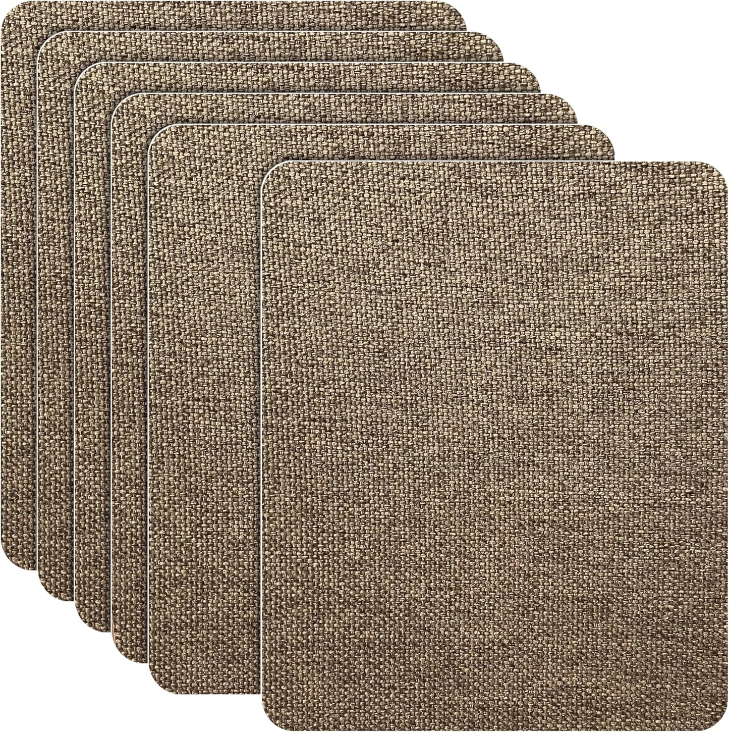 Azobur Coarse Linen Repair Patches, 6 Piece Self-Adhesive Linen Fabric Patches, Multi Color, Can be Used for Linen Sofa Repair and Linen Clothes Repair, Quick Fix Sofa.(Brown)