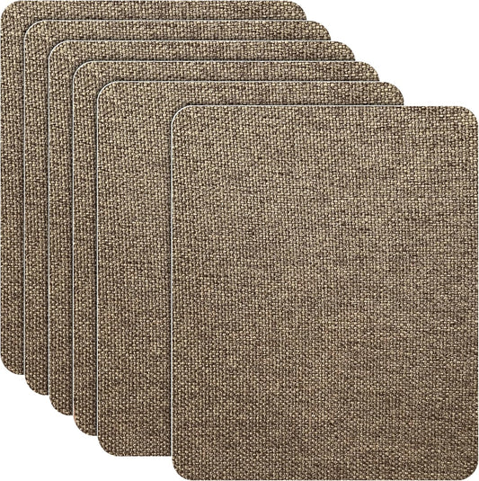 Azobur Coarse Linen Repair Patches, 6 Piece Self-Adhesive Linen Fabric Patches, Multi Color, Can be Used for Linen Sofa Repair and Linen Clothes Repair, Quick Fix Sofa.(Brown)